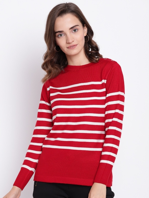 

Cayman Women Red & White Striped Woollen Pullover