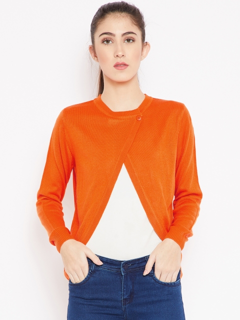 

Cayman Women Orange Solid Woollen Cardigan