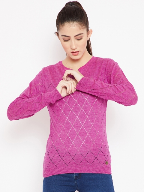 

Cayman Women Pink Open Knit Woollen Pullover