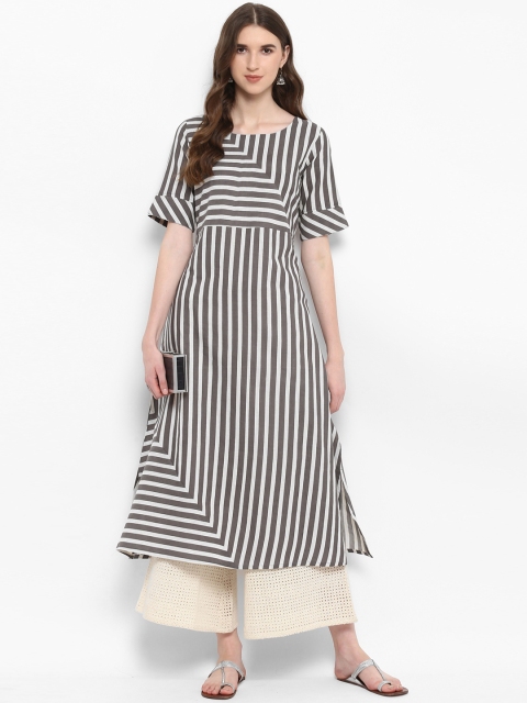 

Varanga Women Off-White & Grey Striped Kurta with Palazzos