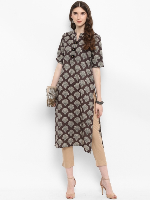 

Varanga Women Charcoal & Brown Printed Kurta with Trousers