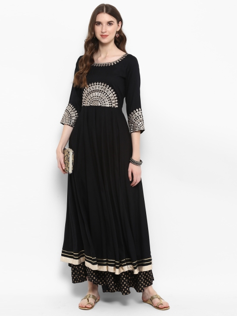 

Varanga Women Black Embroidered Kurta with Palazzos