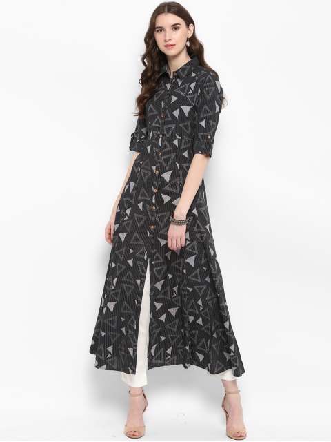 

Varanga Women Black & White Printed Kurta with Trousers