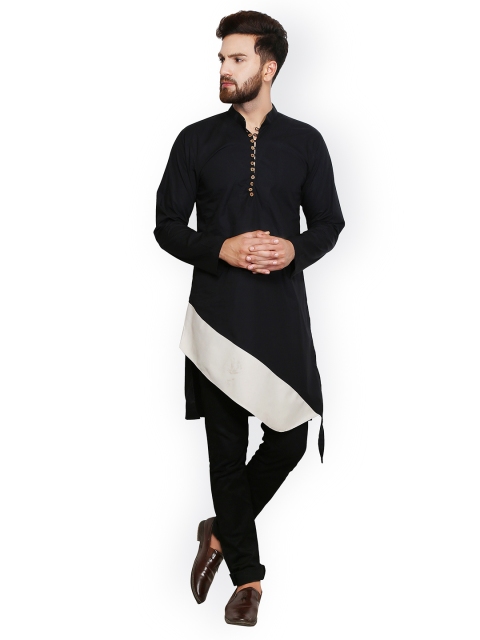 

Zotw Men Black Straight Kurta