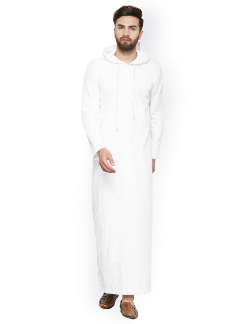 

Zotw Men White Solid Thobe Style Kurta