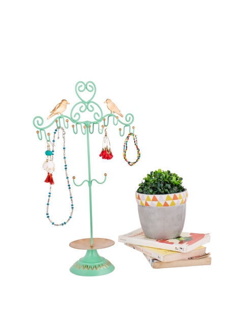 

Chumbak Green & Gold-Toned Patterned Jewellery Holder