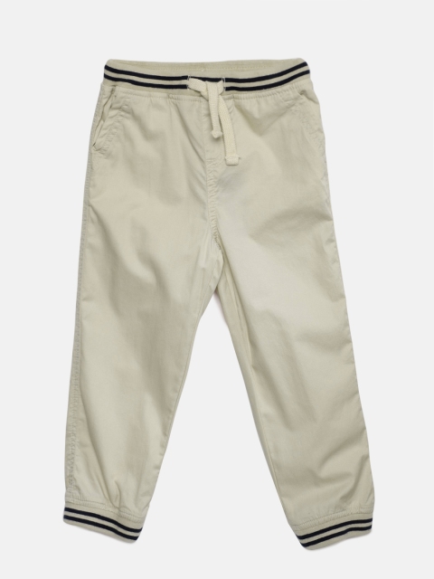 

Juniors by Lifestyle Boys Cream-Coloured Regular Fit Solid Joggers