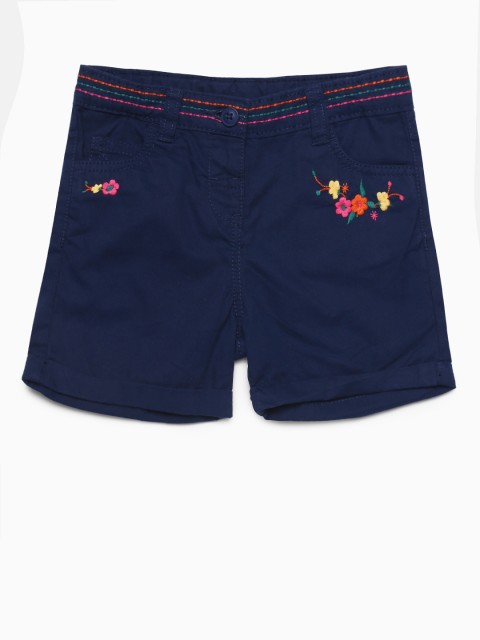 

Juniors by Lifestyle Girls Navy Blue Solid Regular Fit Shorts