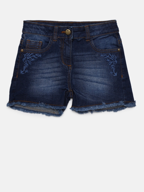 

Fame Forever by Lifestyle Girls Blue Embroidered Regular Fit Denim Shorts
