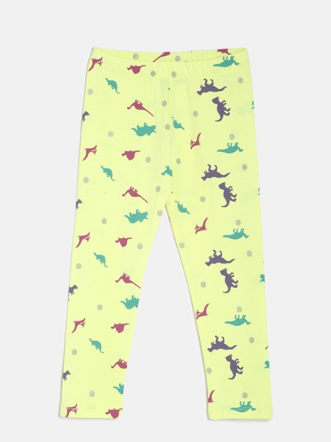 

Juniors by Lifestyle Girls Yellow Printed Regular Fit Leggings