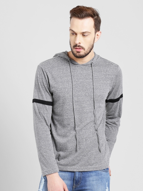 

Rigo Men Grey Solid Hooded T-shirt