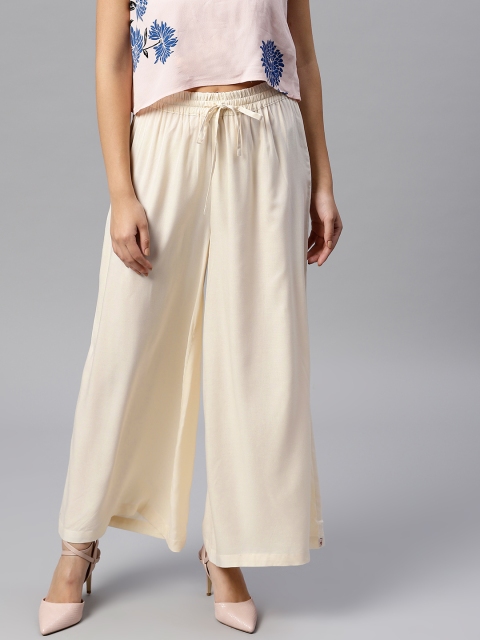 

Juniper Women Off-White Wide Leg Solid Palazzos
