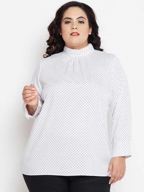 

NuBella Plus Size Women White Black Printed Top