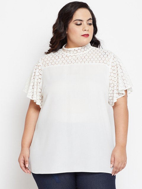 

NuBella Plus Size Women White Marie Lace Top