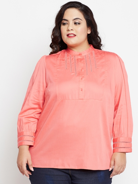 NuBella Plus Size Women Coral Solid Top