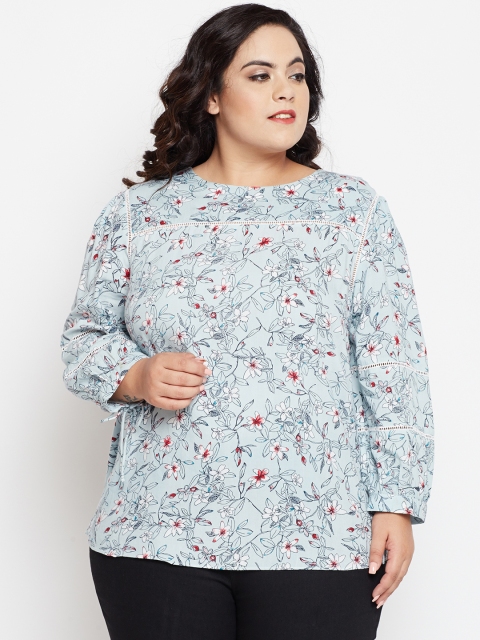 

NuBella Plus Size Women Blue Qwin Printed Top