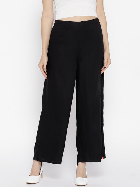 

Biba Women Black Solid Wide Leg Palazzos