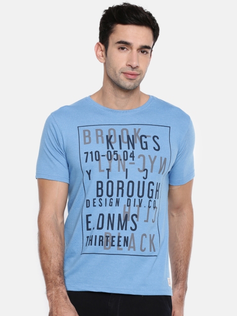 

ELABORADO Men Blue Printed Round Neck T-shirt