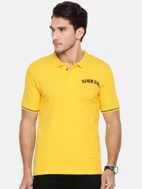

ELABORADO Men Yellow Solid Polo Collar T-shirt