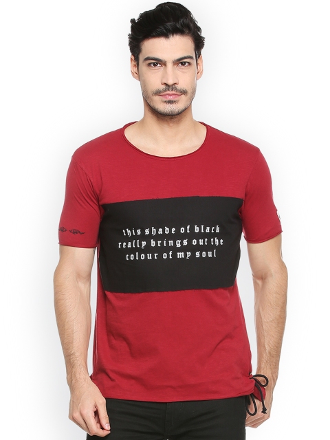 

People Men Red Printed Round Neck T-shirt