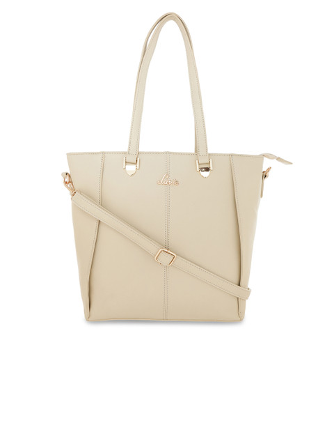 

Lavie Beige Solid Tote Bag