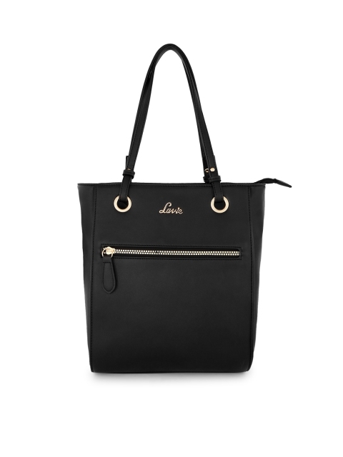 

Lavie Black Solid Tote Bag