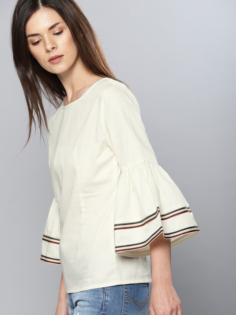 

NUSH Women Off-White Solid Top
