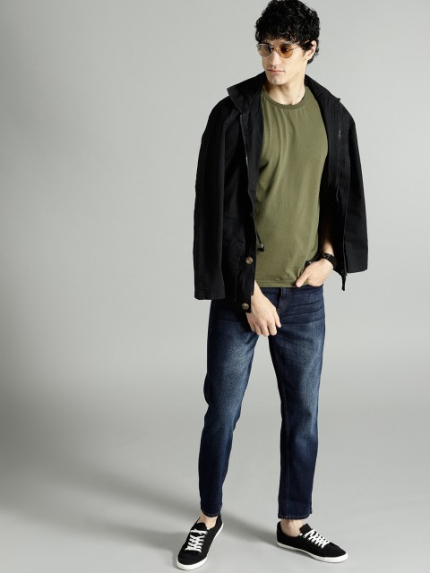 

Roadster Men Navy Blue Slim Fit Mid-Rise Clean Look Cropped Jeans