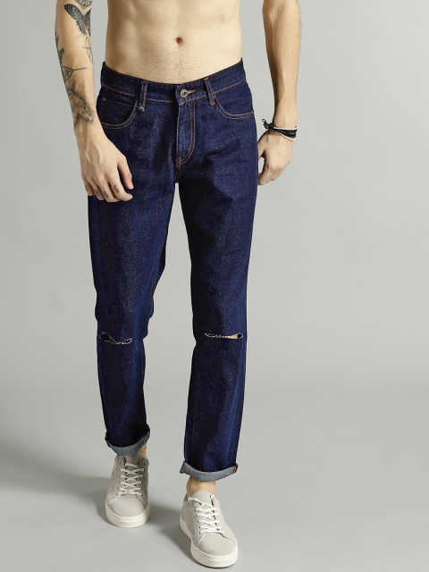 

Roadster Men Navy Blue Slim Fit Mid-Rise Slash Knee Jeans