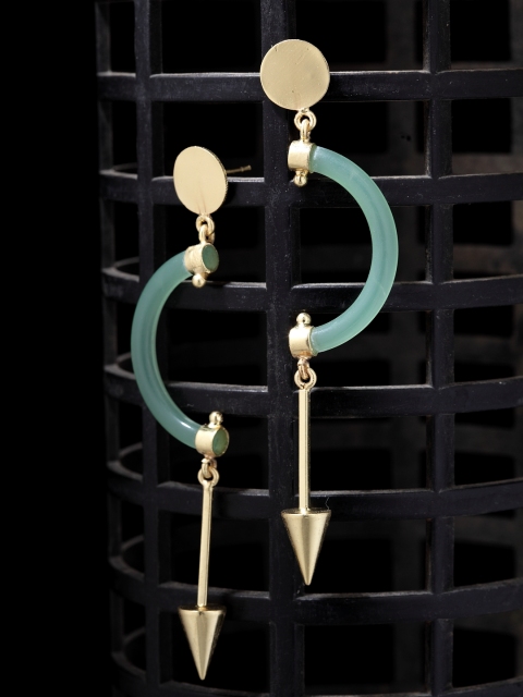 

DIVA WALK Gold-Plated Green Contemporary Drop Earrings