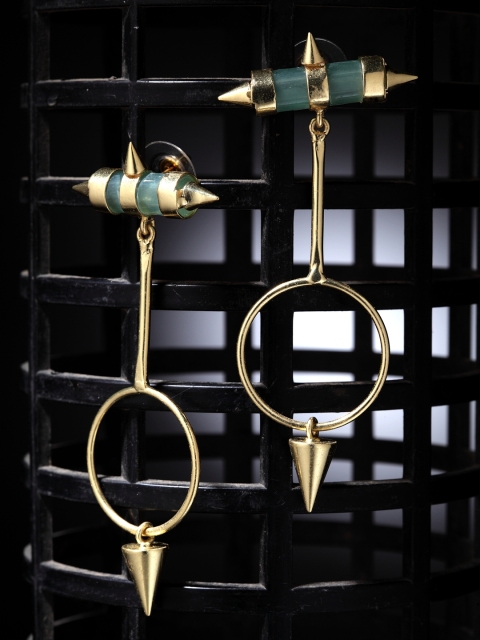 

DIVA WALK Gold-Plated & Green Contemporary Handcrafted Drop Earrings