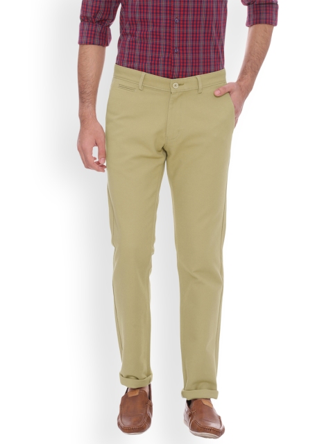 

Basics Men Khaki Slim Fit Self Design Chinos