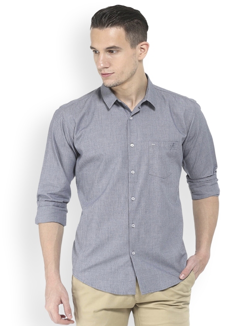 

Basics Men Grey Slim Fit Printed Casual Shirt