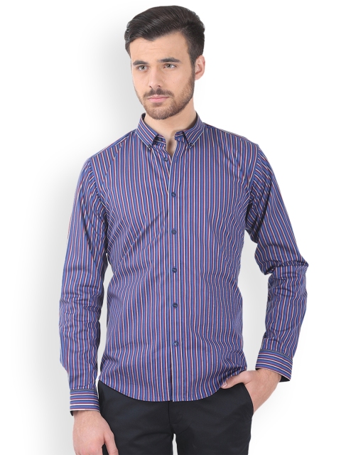 

Basics Men Blue & White Slim Fit Striped Casual Shirt