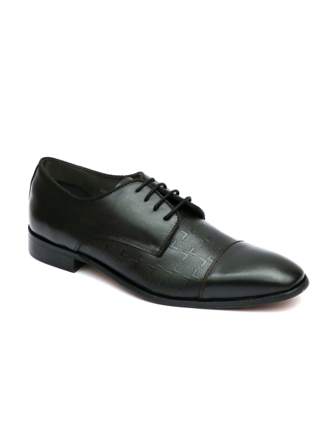 

Hitz Men Black Textured Leather Formal Derby Shoes