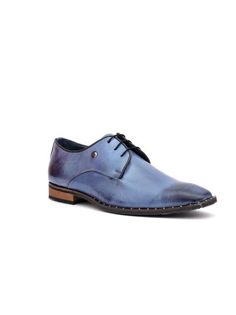 

Hitz Men Blue Solid Genuine Leather Derbys