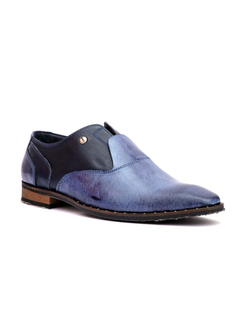 

Hitz Men Blue Textured Leather Formal Slip Ons