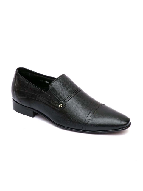 

Hitz Men Black Solid Genuine Leather Slip-On Shoes