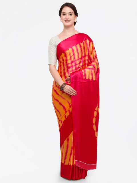 

Ligalz Orange & Red Poly Crepe Dyed Saree