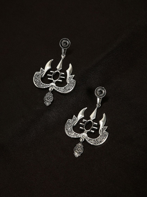 

Fida Silver-Toned Asmaan Contemporary Drop Earrings