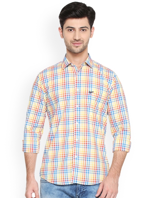 

University of Oxford by People Men Yellow & Red Regular Fit Checked Casual Shirt