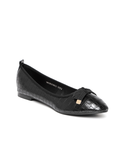 

Van Heusen Women Black Croc Textured Ballerinas