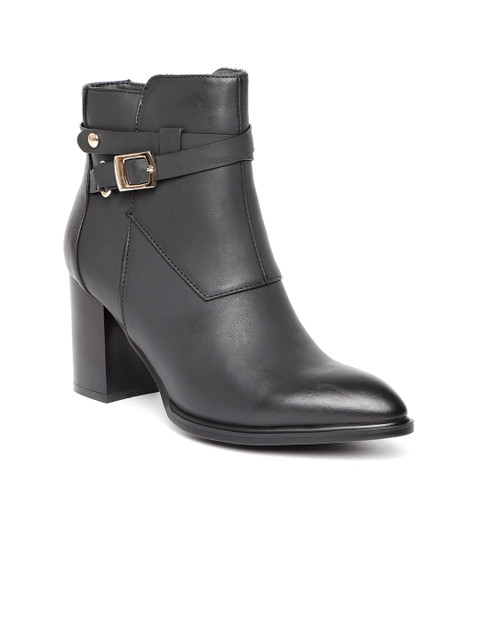 

Van Heusen Women Black Solid Heeled Boots