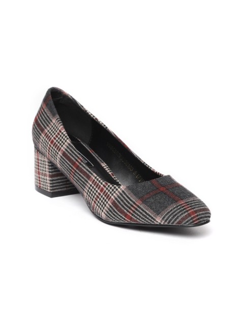 

Van Heusen Women Charcoal Grey & Red Checked Pumps