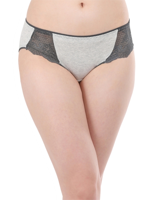 

Clovia Women Grey & Black Solid Hipster Brief PN2617P01XL
