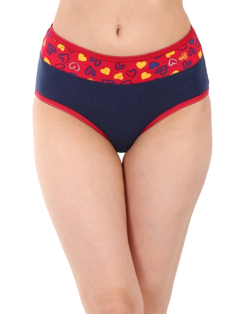 

Clovia Women Navy Blue & Red Printed High Rise Hipster Brief PN2628P08XL