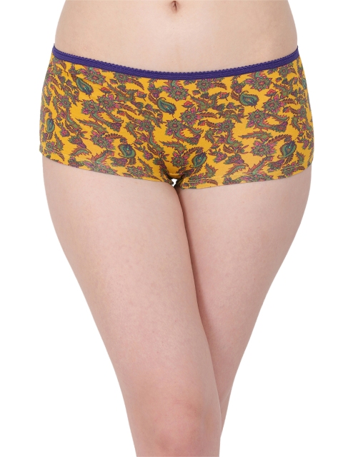 

Clovia Women Yellow Printed Low-Waist Boyshorts
