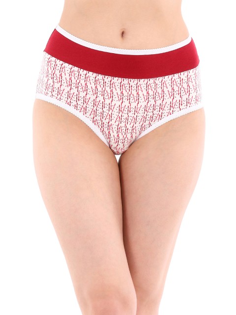 

Clovia Cotton White and Red Mid Waist Hipster Briefs PN2687P04XL