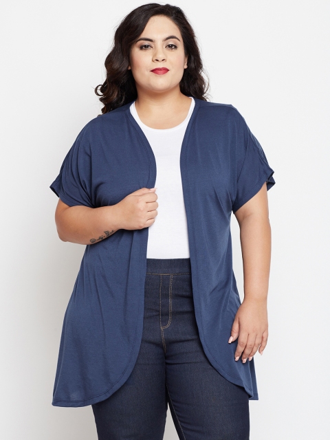 

NuBella Plus Size Blue Solid Open Front Shrug