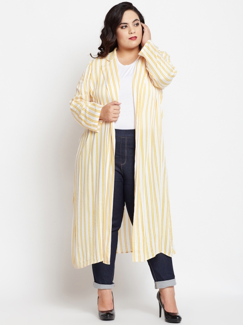 

NuBella Plus Size White Yellow Striped Open Front Shrug